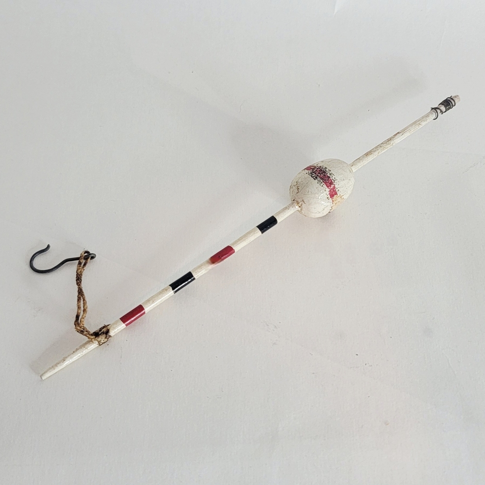 Handmade, Classic, Vintage White and Red Fishing Bobber W Original Hook